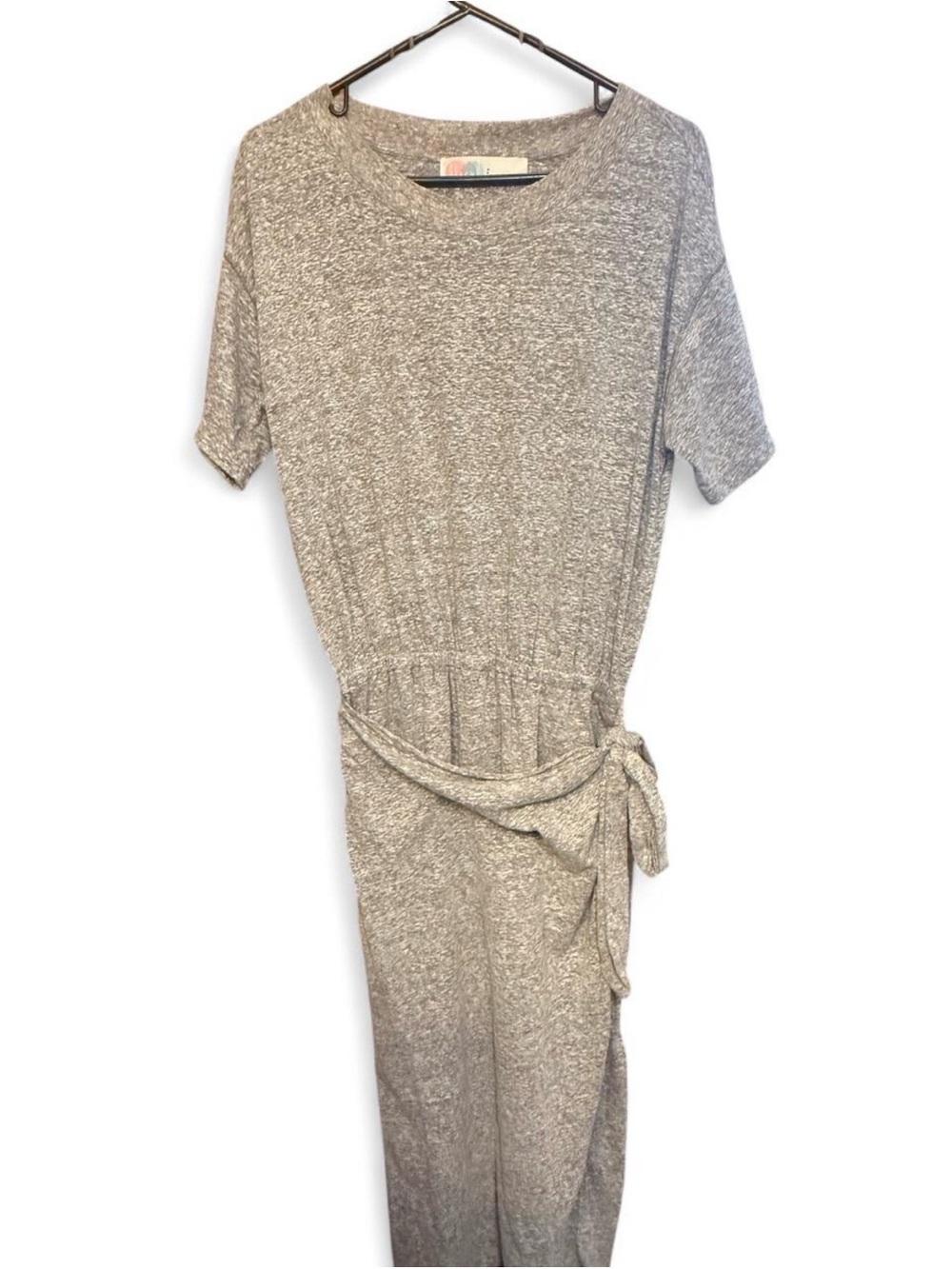 Free People Tie-Waist Knit Midi Dress - Neutral Heather